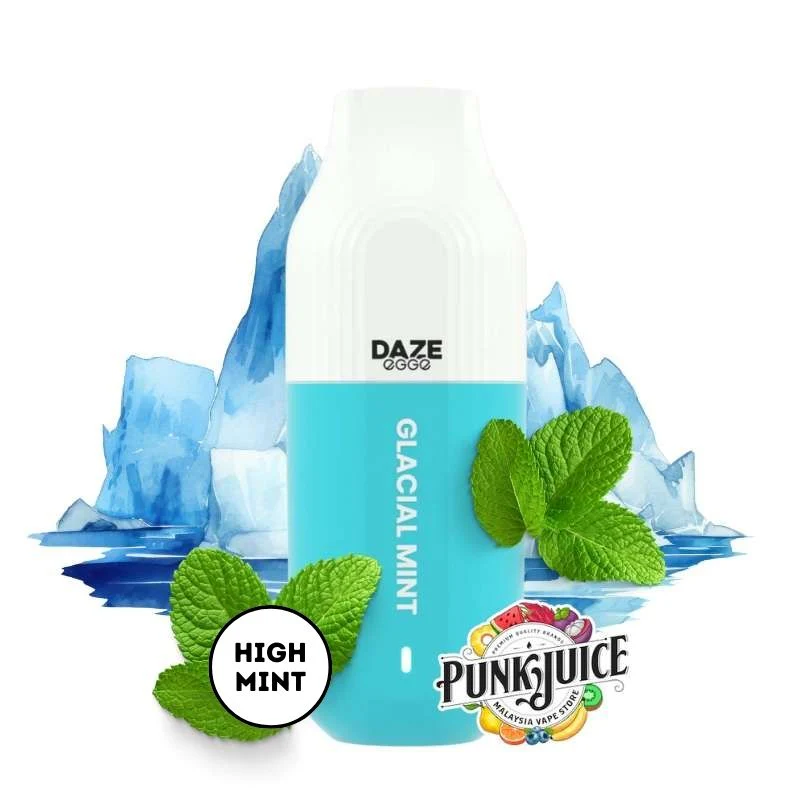 ویپ و پاد یکبار مصرف برند دیز(Daze) قابل شارژ و ۳۰۰۰ پاف با طعم نعنا یخ -7Daze Egge 3000 Puffs glacial mint Disposable Vape 50mg 7mL