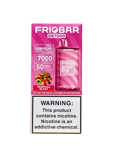 ویپ یک بار مصرف ۷۰۰۰ پاف از برند فریو بار شارژی با طمع میوه های استوایی- friobar vape 7000puffs Tropical fruits