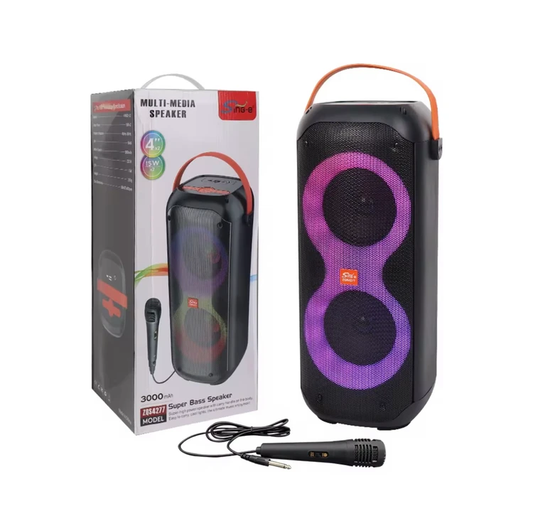 اسپیکر بلوتوثی قابل حمل Sing-e مدل ZQS-4277 با نور RGB و میکروفون سیمی