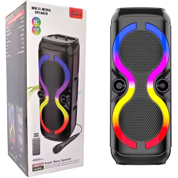 اسپیکر بلوتوثی قابل حمل Sing-e مدل ZQS-8230w با نور RGB و میکروفون سیمی