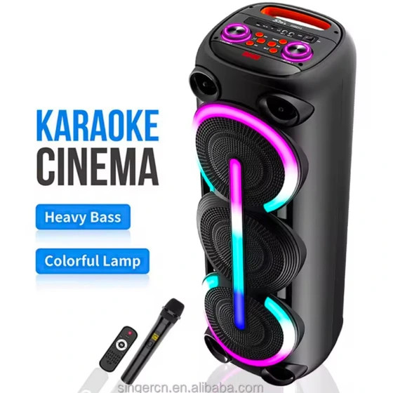 اسپیکر پارتی باکس بلوتوثی Sing-e مدل ZQS-۸۳۱۳ با نور RGB و میکروفون وایرلس حرفه ای