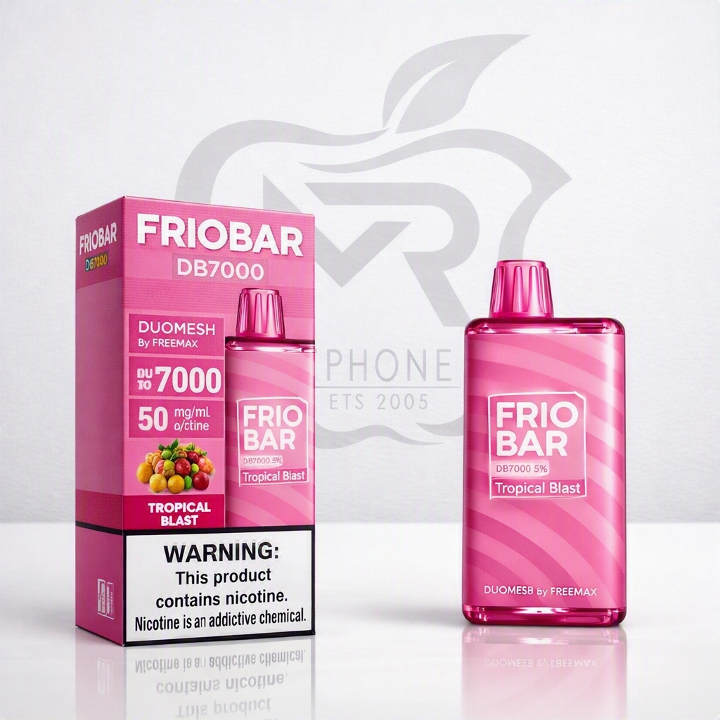 ویپ یک بار مصرف ۷۰۰۰ پاف از برند فریو بار شارژی با طمع میوه های استوایی- friobar vape 7000puffs Tropical fruits