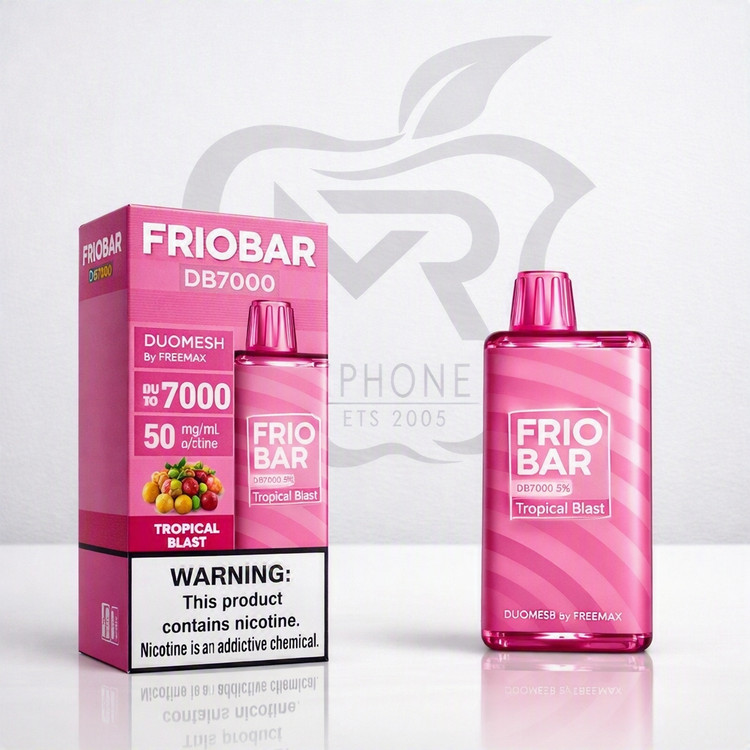 ویپ یک بار مصرف ۷۰۰۰ پاف از برند فریو بار شارژی با طمع میوه های استوایی- friobar vape 7000puffs Tropical fruits