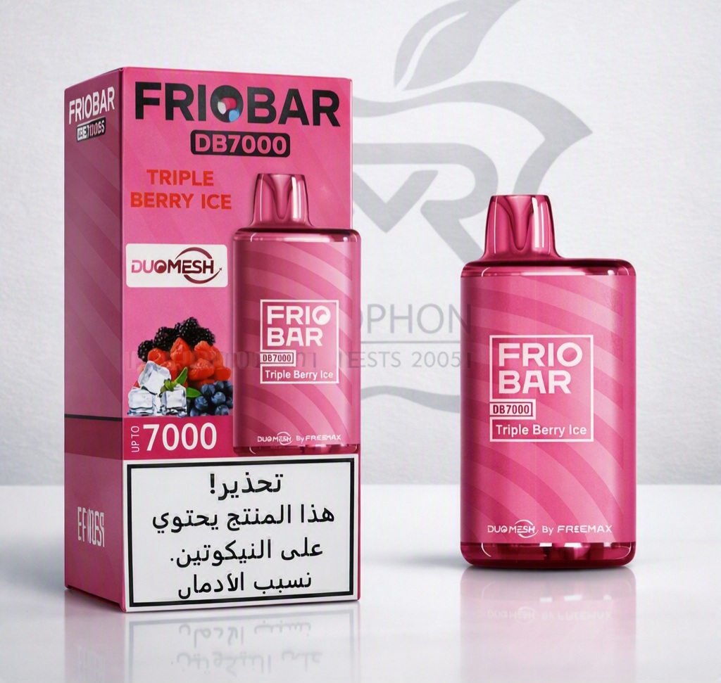 ویپ یک بار مصرف ۷۰۰۰ پاف از برند فریو بار شارژی با طمع توت وحشی و بلوبری- friobar vape 7000puffs blubery